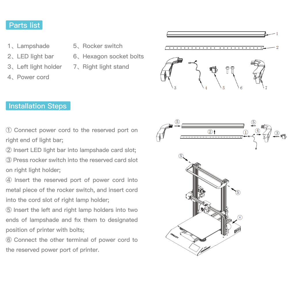 Buy Creality Ender 3 S1 3D Printer Upgraded Kit - LED Light Bar Kit