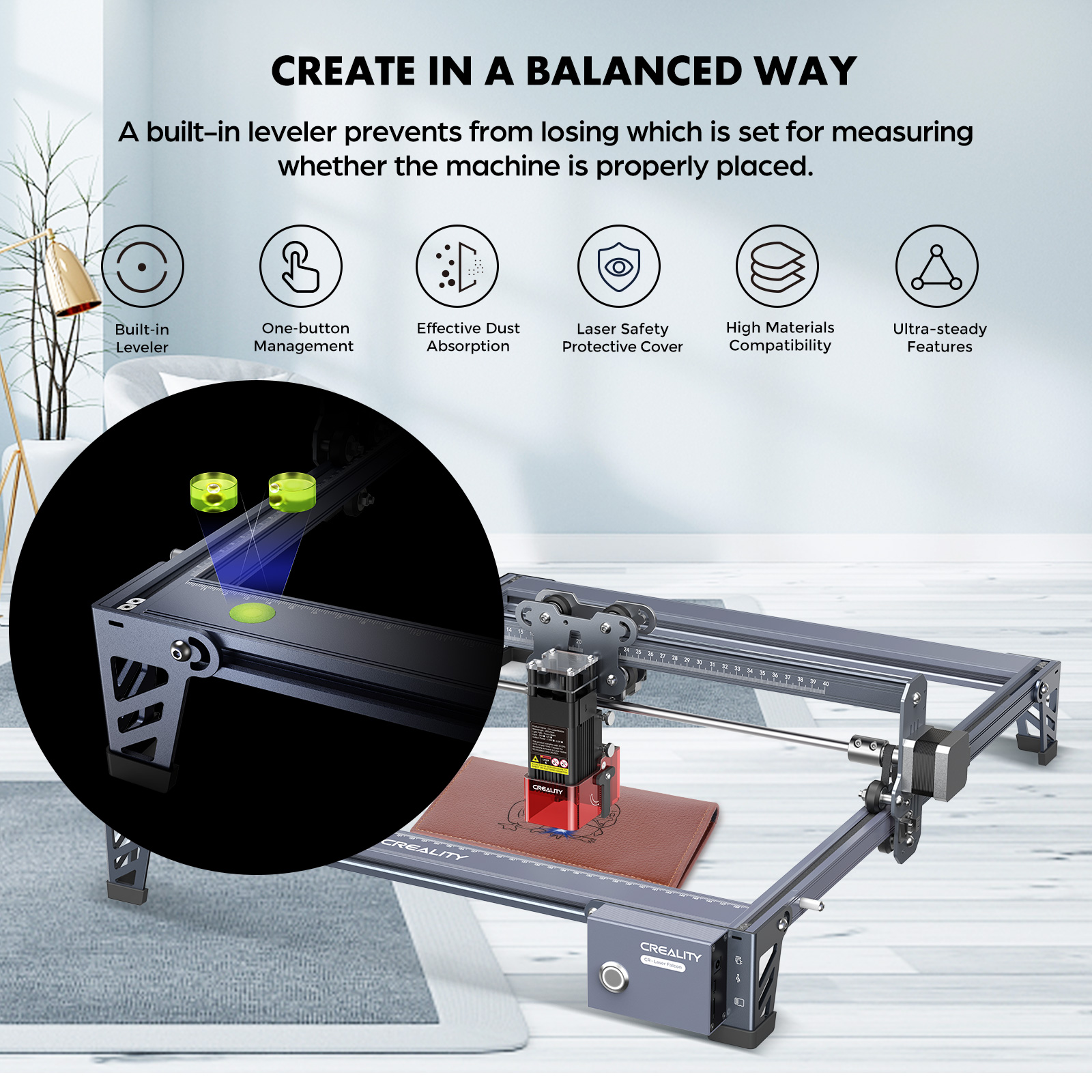 Creality CR-Laser Falcon 10W Laser Engraver, Higher Accuracy DIY Laser Cutter and Engraver Machine for Wood Metal Acrylic Stainless Steel, 415x400mm