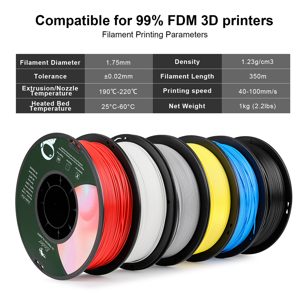 Creality PLA Filament 1.75mm 1 Pack White 1KG 3D Printer Filament 3D  Printer Accessories 1kg Spool for All FDM 3D Printer 