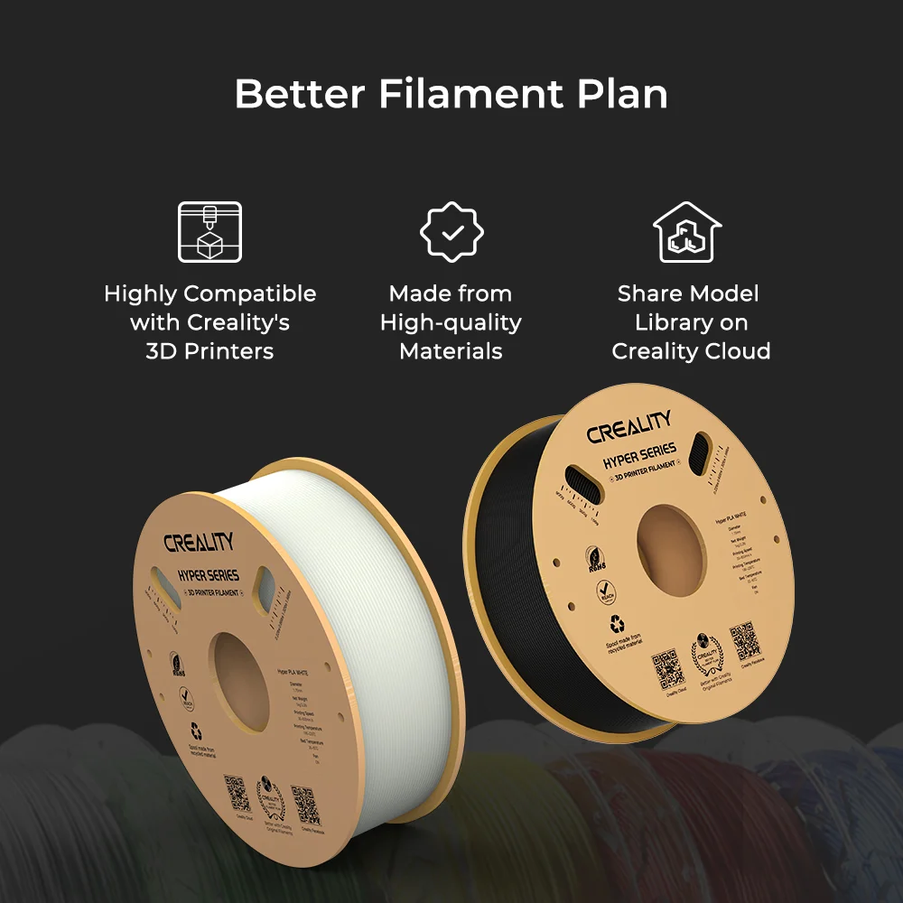 Official Creality PLA Filament 1.75mm, Hyper PLA High Speed 30-600mm/s 3D  Printer Filament PLA, 1KG(2.2lbs) Spool White PLA, Dimensional Accuracy