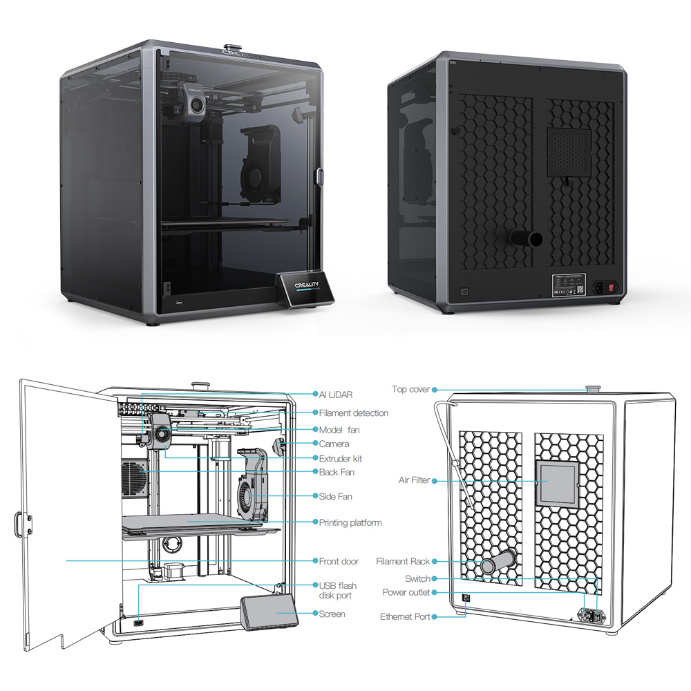 Kit Extrudeuse Creality K1/K1 Max/K1C | Revêtement RNC, Détection Des Déchirures, Compatible PLA/ABS/TPU/CF