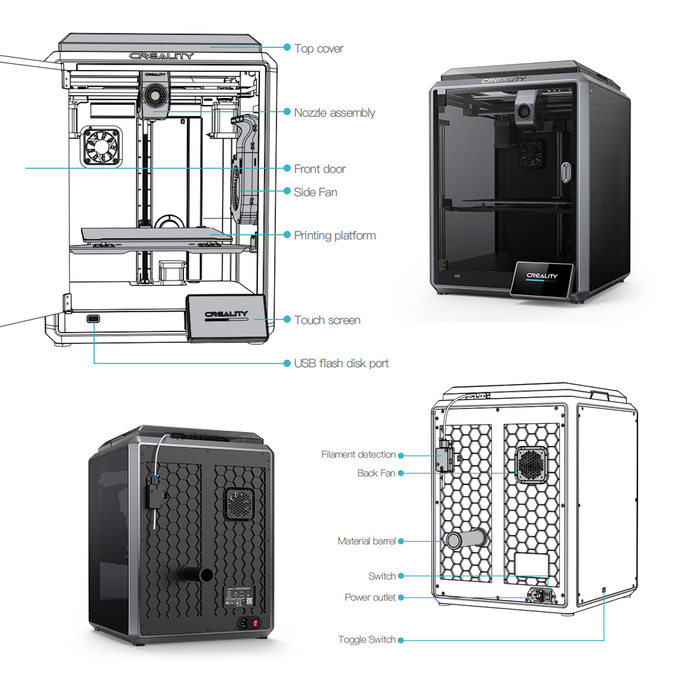 Creality K1 - Hotend Disassembly and Close-ups of Printhead Carriage 