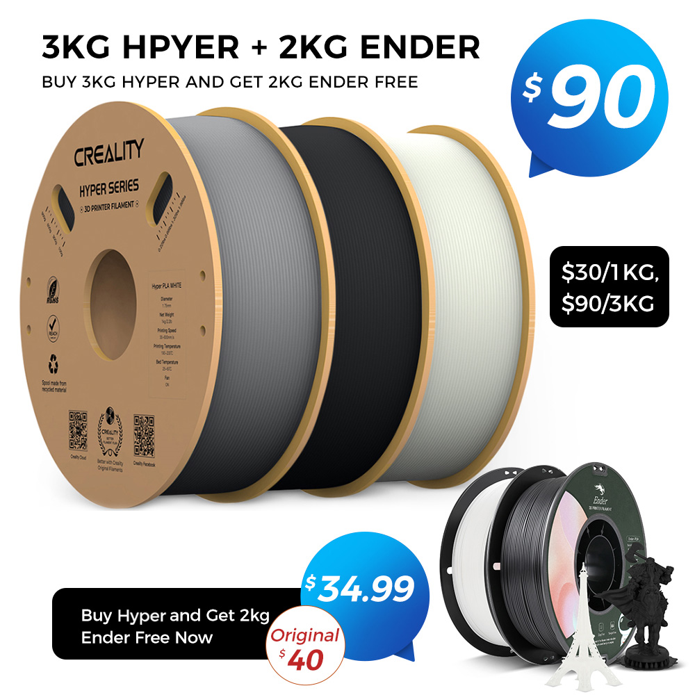 Hyper PLA Filament 3KG+ Ender PLA Filament 2KG, (Total 5KG/Pack) Filament  for High-Speed Printing