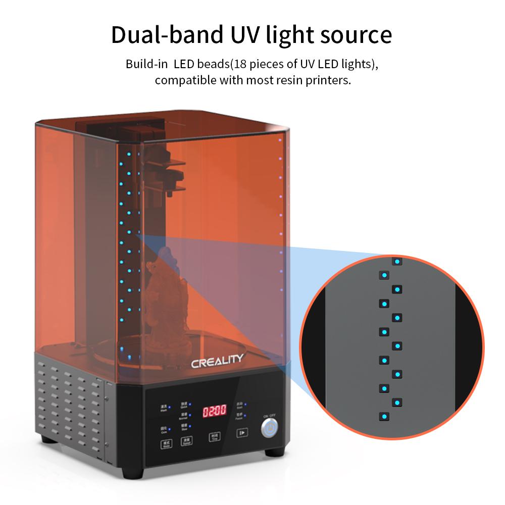 Creality 3D UW-01 Washing and Curing Machine 2 in 1 UV Curing Rotary Box  Bucket for LCD/DLP/SLA Resin 3D Printer Models 7.42x6x7.8 inches  Transparent