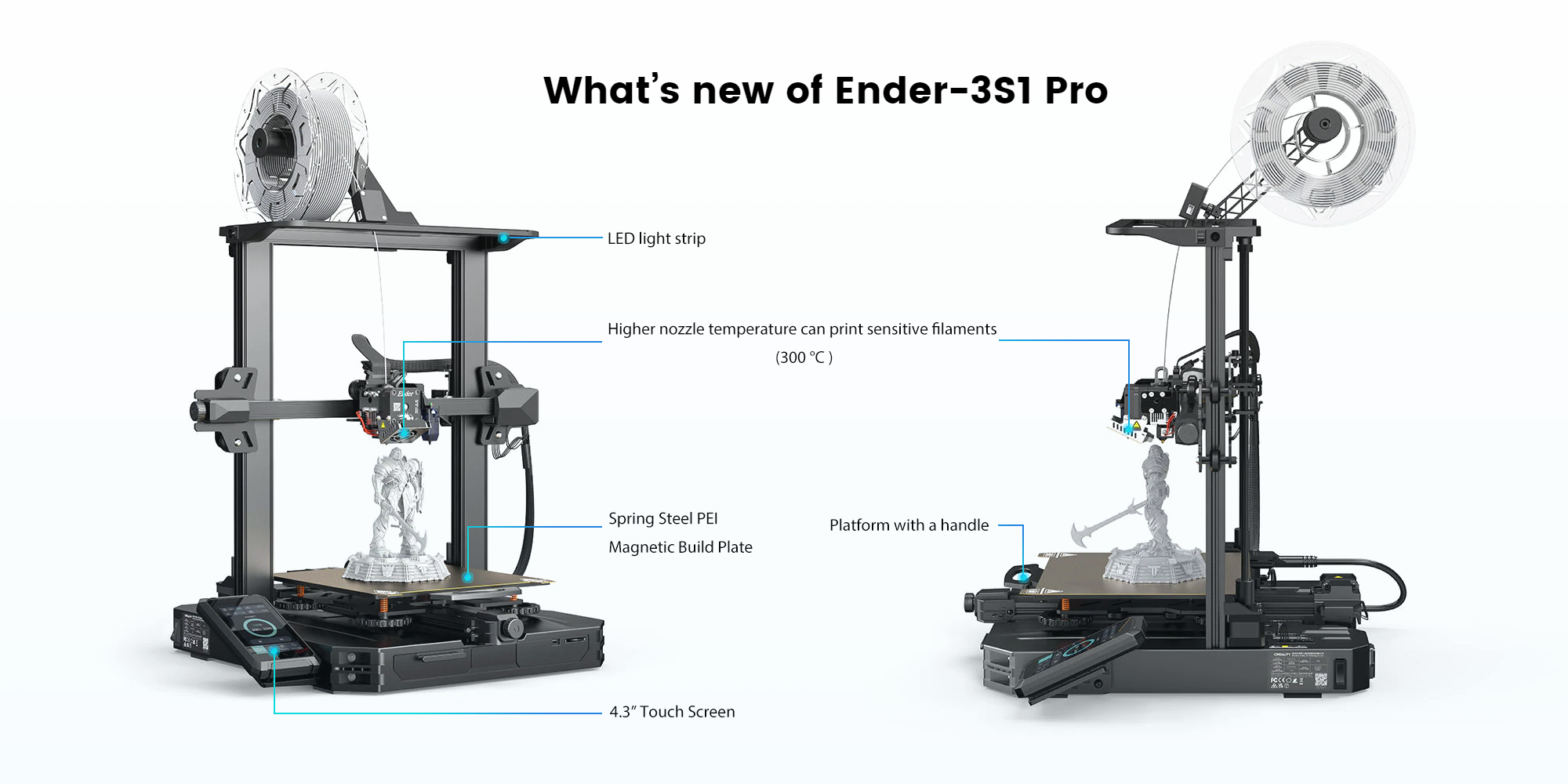 Official Creality Ender-3 S1 Pro 3D Printer Ender-3 S1 Upgrade with 300°C  High-Temperature Nozzles PEI Spring Steel Plate LED Light Sprite Direct