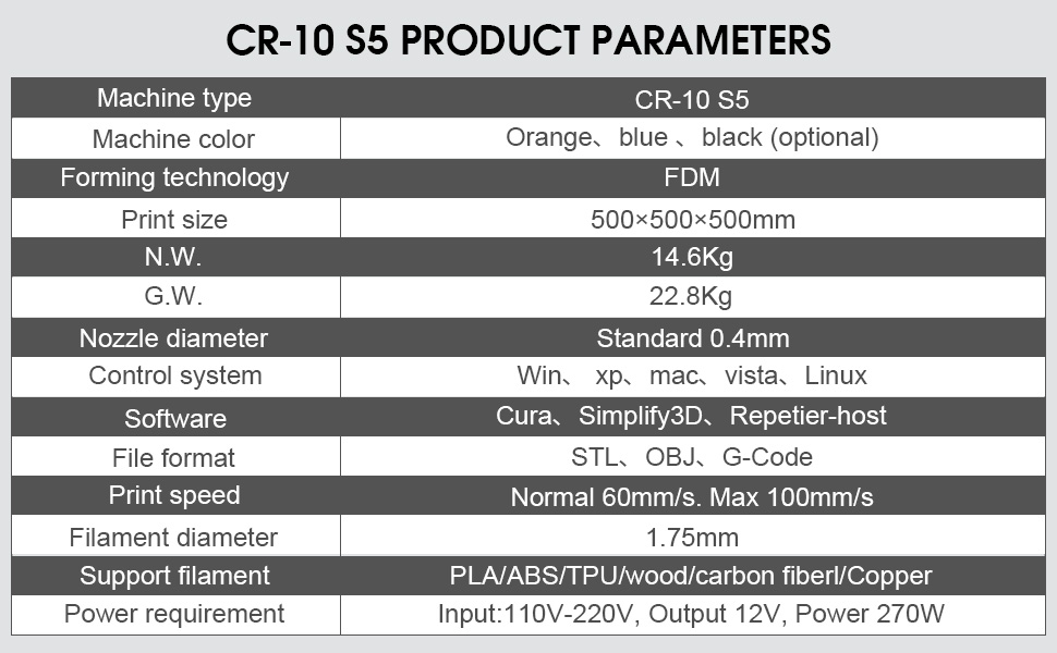 offcial creality cr 10s5 3d printer with cr touch abl