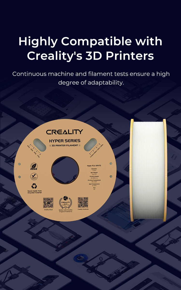 Creality 1KG Hyper Series PLA Filament High Precision Faster Cooling Better  Fluidity Non-toxic Moisture Resistance For 3D Printe