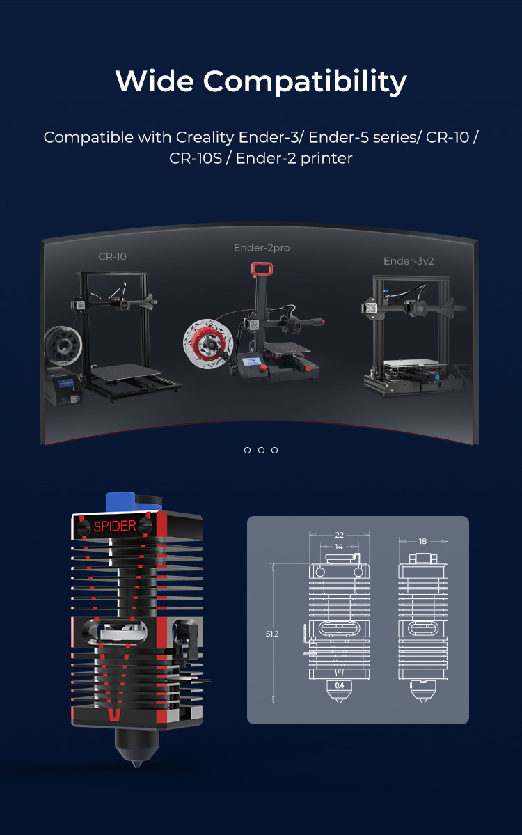 Creality Spider Hotend, high-temp hotend kit. ender 3 upgraded hotend kits