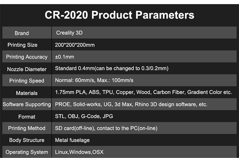 Creality CR-2020 Desktop 3D Printer