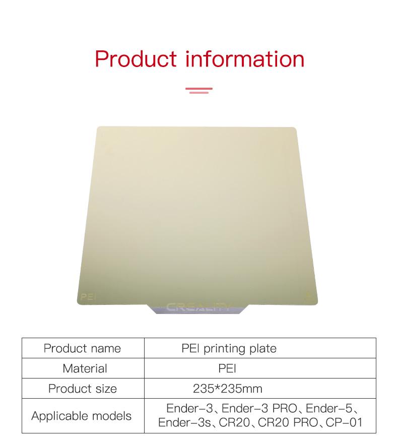 Acheter Plaque de construction magnétique PEI pour lit chauffant pour  imprimante 3D Ender 3 Pro/Ender 5